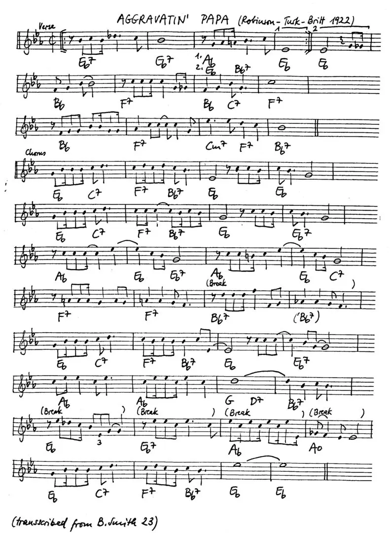 aggravatin' papa free jazz leadsheet - Courtesy of the Jungle Jazz Band
